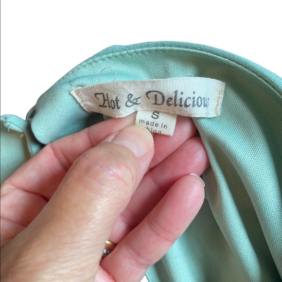 Hot & Delicious Green and Blue Long Sleeved Dress - Picture 10 of 13